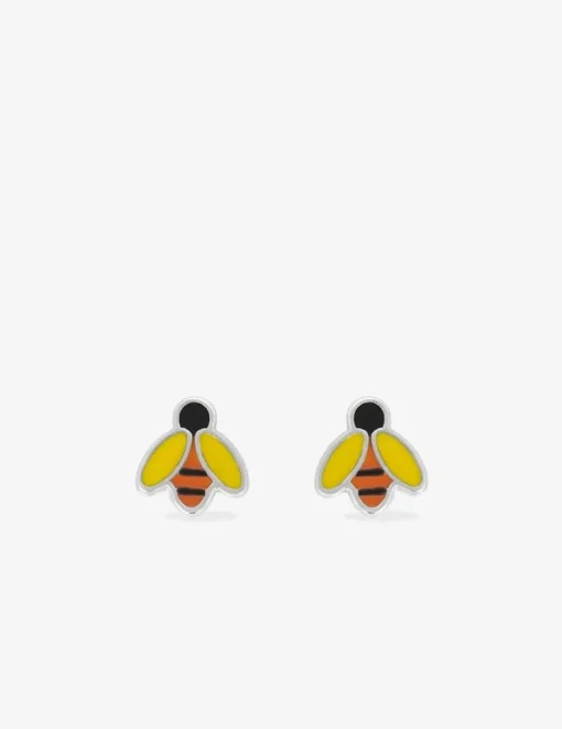 Boucles d'oreilles abeilles argent 925 ‰ laque jaune, rouge et noir SO OR