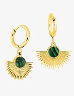 Boucles d'oreilles acier doré, motif et malachite SO OR