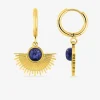 Boucles d'oreilles acier doré, motif et lapis-lazuli bleu SO OR