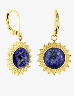 Boucles d'oreilles acier doré brisure et lapis-lazuli bleu SO OR