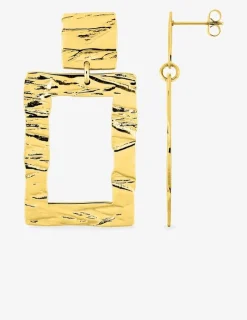 Boucles d'oreilles acier doré rectangle tendance SO OR