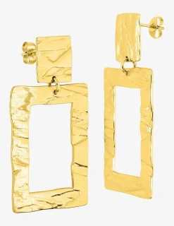 Boucles d'oreilles acier doré rectangle tendance SO OR