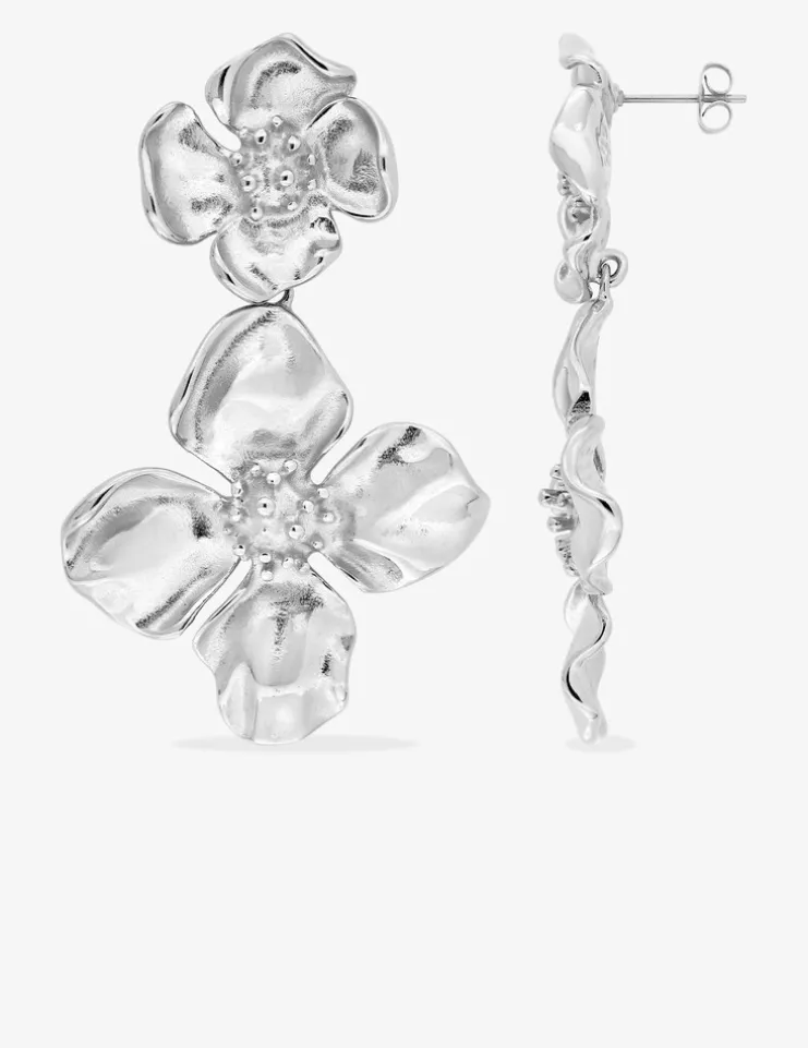 Boucles d'oreilles acier doré fleur tendance SO OR