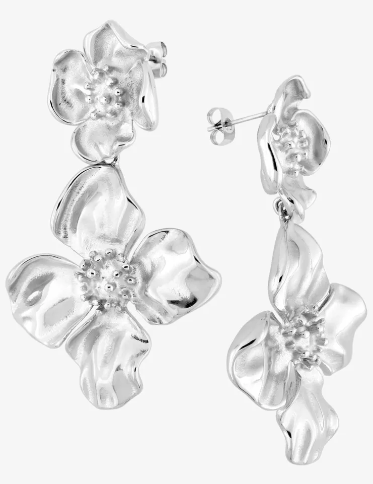 Boucles d'oreilles acier doré fleur tendance SO OR