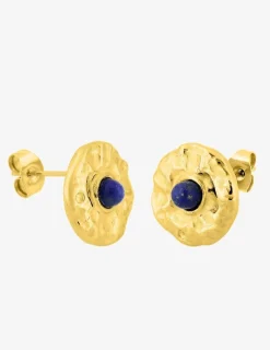 Boucles d'oreilles acier doré et lapis-lazuli bleu SO OR
