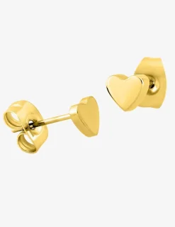 Boucles d'oreilles acier doré bouton cœur SO OR