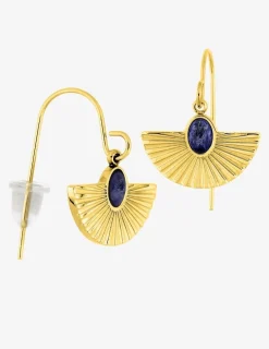 Boucles d’oreilles acier doré et lapis-lazuli bleue SO OR