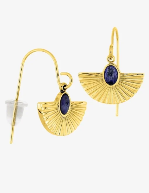Boucles d’oreilles acier doré et lapis-lazuli bleue SO OR