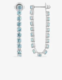 Boucles d'oreilles acier pendantes avec oxydes de zirconium bleus SO OR