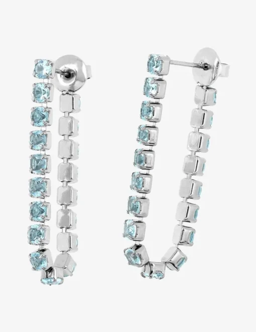 Boucles d'oreilles acier pendantes avec oxydes de zirconium bleus SO OR