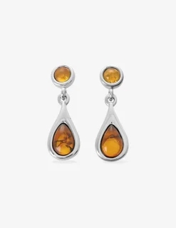 Boucles d'oreilles ambre en argent 925‰ rhodié SO OR