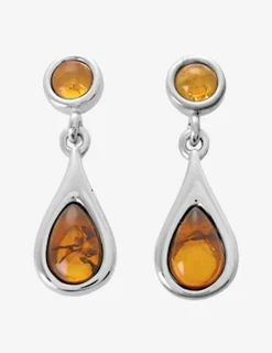 Boucles d'oreilles ambre en argent 925‰ rhodié SO OR