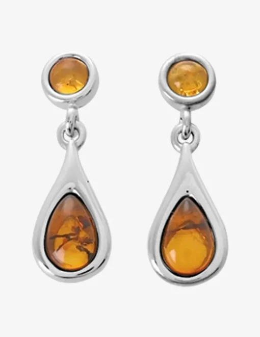 Boucles d'oreilles ambre en argent 925‰ rhodié SO OR