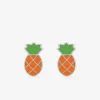 Boucles d'oreilles ananas argent 925 ‰ laque orange et vert SO OR