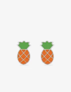 Boucles d'oreilles ananas argent 925 ‰ laque orange et vert SO OR