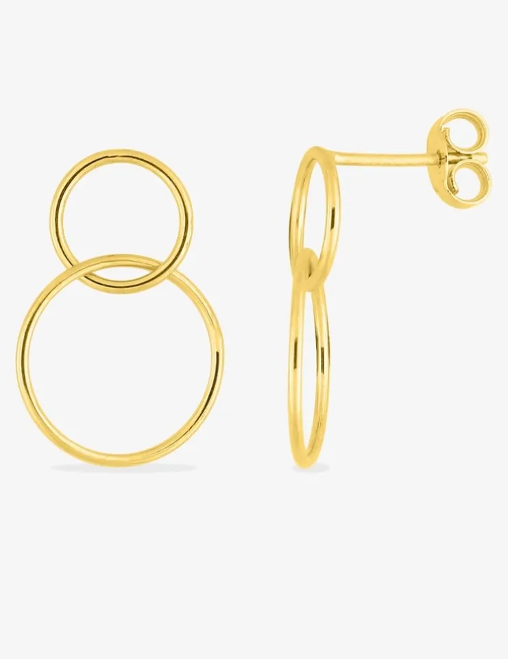 Boucles d'oreilles anneaux doubles or jaune 375 ‰ SO OR