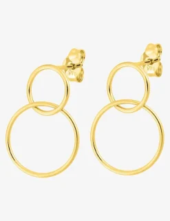 Boucles d'oreilles anneaux doubles or jaune 375 ‰ SO OR