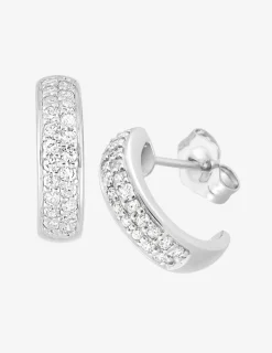 Boucles d'oreilles argent rhodié 925‰ avec oxyde de zirconium 12 mm SO OR