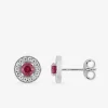 Boucles d'oreilles argent 925‰ rhodié et oxyde de zirconium rouge accompagné SO OR
