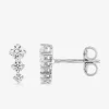 Boucles d'oreilles argent 925% rhodié et trilogie oxydes de zirconium SO OR