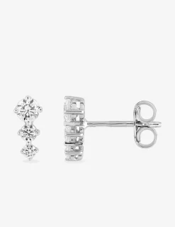 Boucles d'oreilles argent 925% rhodié et trilogie oxydes de zirconium SO OR