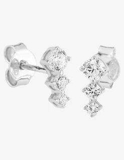 Boucles d'oreilles argent 925% rhodié et trilogie oxydes de zirconium SO OR