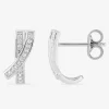 Boucles d'oreilles argent 925 ‰ rhodié croisées avec oxydes de zirconium SO OR