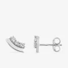 Boucles d'oreilles barrettes or blanc 375‰ et oxydes de zirconium SO OR