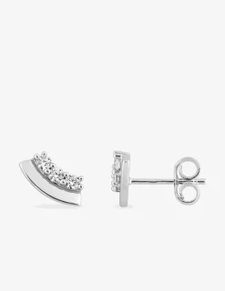 Boucles d'oreilles barrettes or blanc 375‰ et oxydes de zirconium SO OR