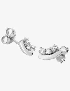 Boucles d'oreilles barrettes or blanc 375‰ et oxydes de zirconium SO OR
