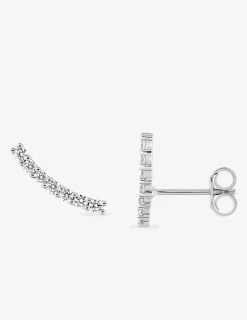 Boucles d'oreilles barrettes en or blanc 375‰ et oxyde de zirconium SO OR
