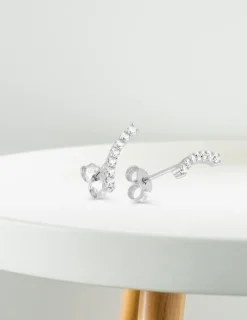 Boucles d'oreilles barrettes en or blanc 375‰ et oxyde de zirconium SO OR