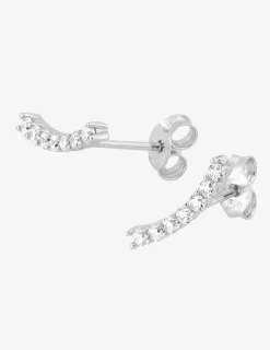 Boucles d'oreilles barrettes en or blanc 375‰ et oxyde de zirconium SO OR