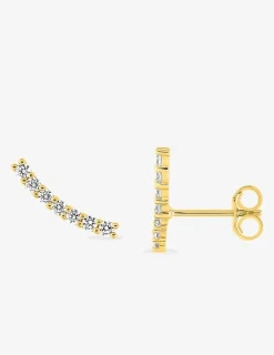 Boucles d'oreilles barrettes en or jaune 375‰ et oxyde de zirconium SO OR