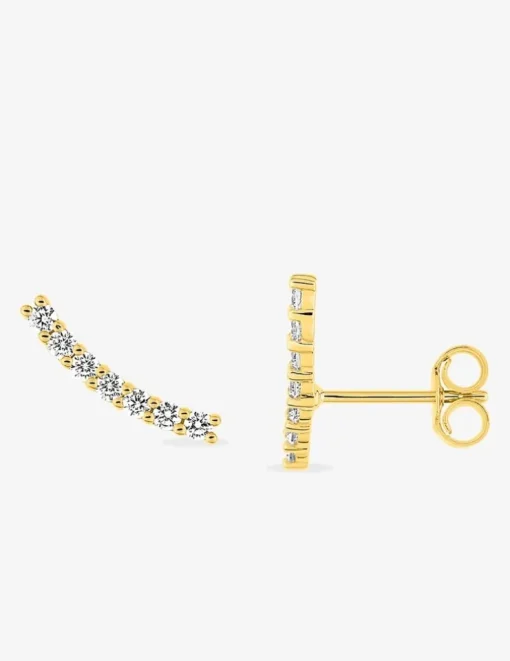 Boucles d'oreilles barrettes en or jaune 375‰ et oxyde de zirconium SO OR