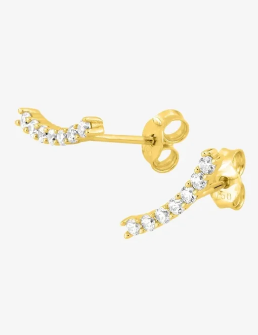 Boucles d'oreilles barrettes en or jaune 375‰ et oxyde de zirconium SO OR