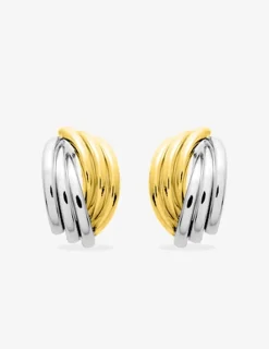 Boucles d'oreilles bicolores demi-créoles or 750 ‰ SO OR