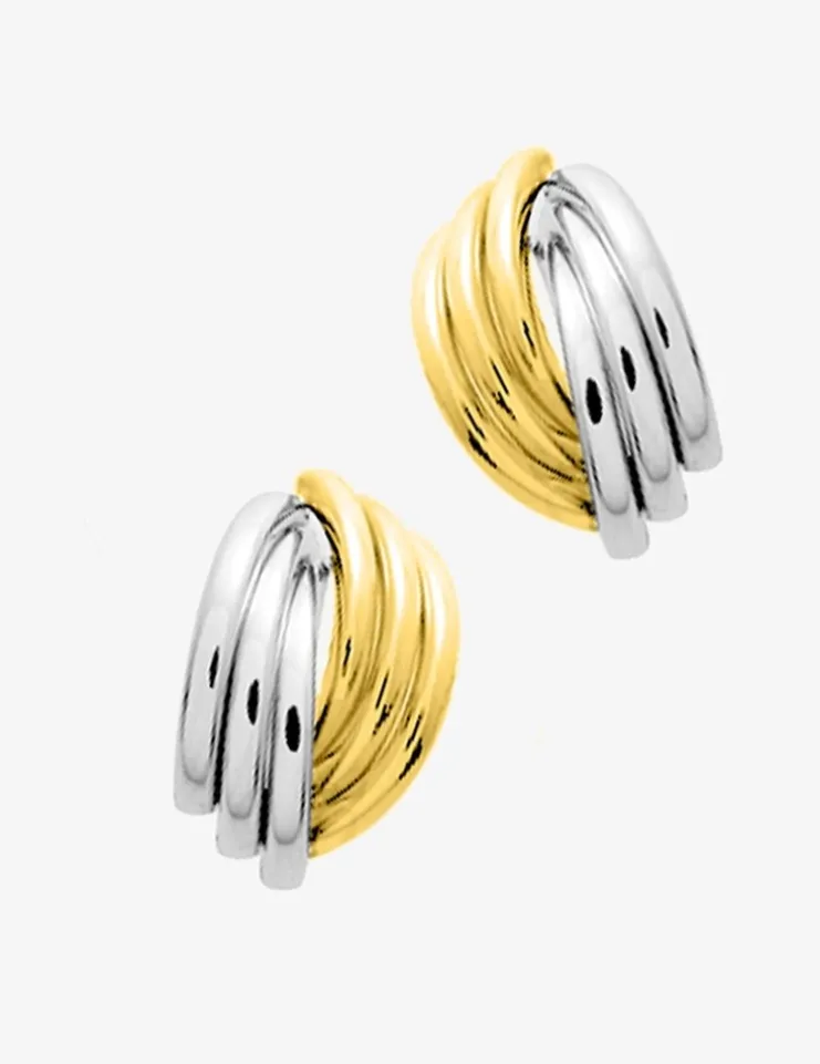 Boucles d'oreilles bicolores demi-créoles or 750 ‰ SO OR
