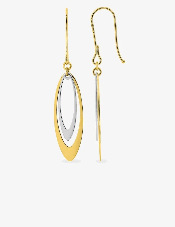 Boucles d'oreilles bicolores pendantes or 375‰ SO OR