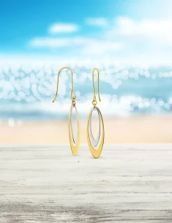 Boucles d'oreilles bicolores pendantes or 375‰ SO OR