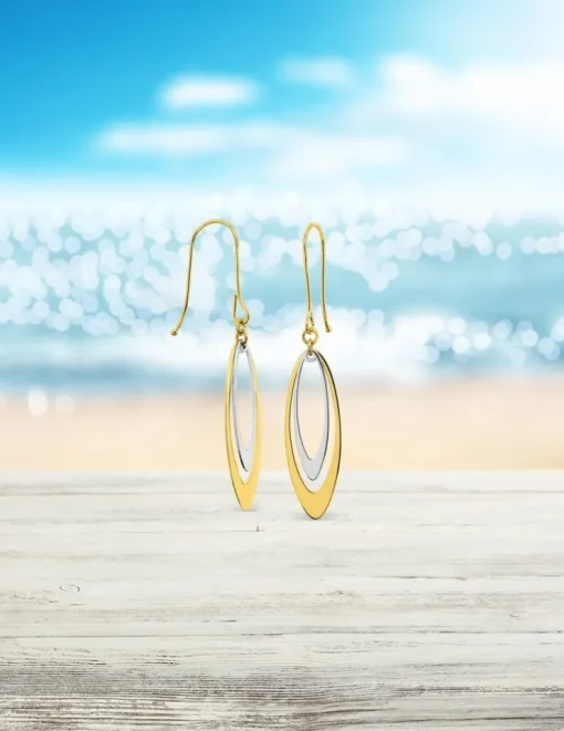Boucles d'oreilles bicolores pendantes or 375‰ SO OR