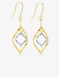 Boucles d'oreilles bicolores pendantes or 375‰ SO OR