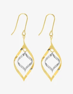 Boucles d'oreilles bicolores pendantes or 375‰ SO OR