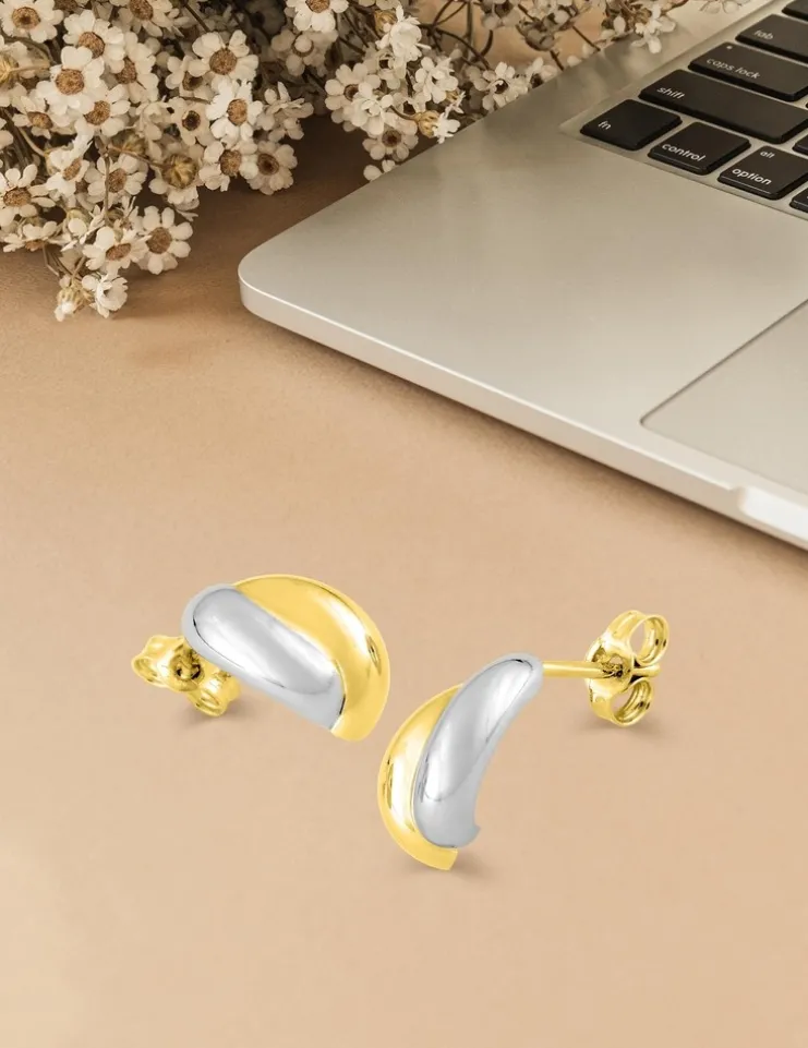 Boucles d'oreilles bicolores or 375‰ SO OR