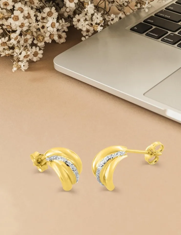 Boucles d'oreilles bicolores or 375‰ SO OR