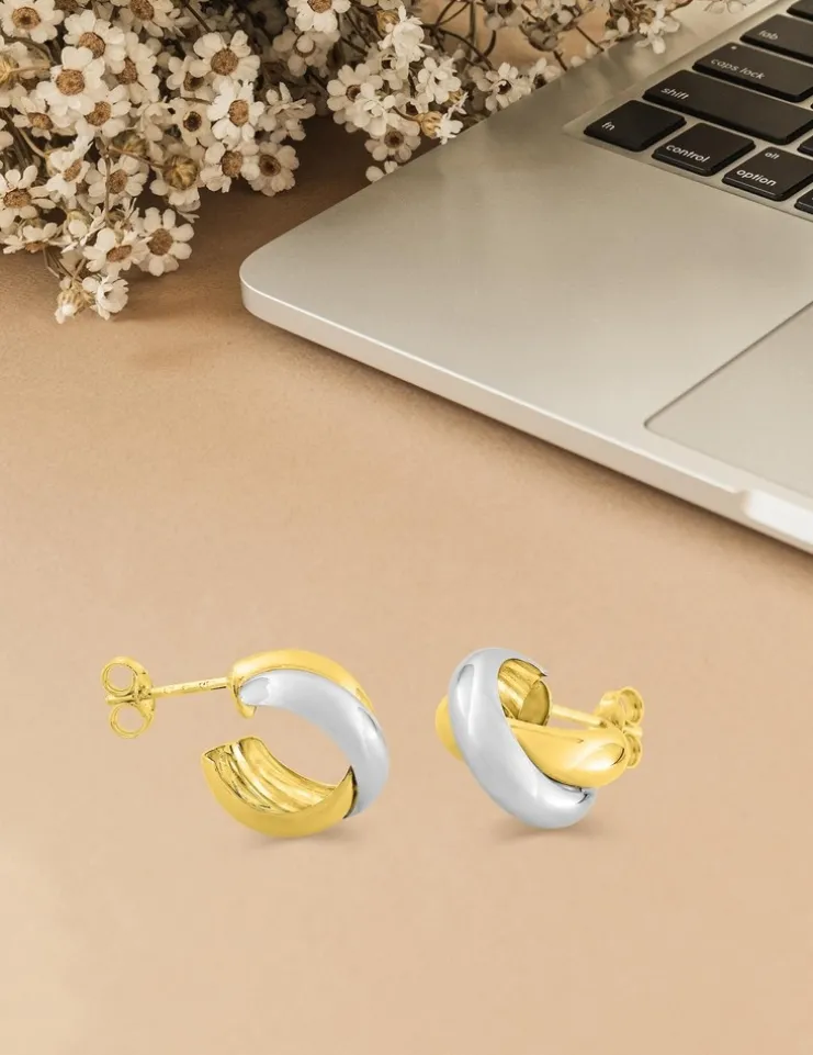 Boucles d'oreilles bicolores or 375‰ SO OR