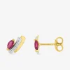 Boucles d'oreilles bicolores or 375‰ et rubis SO OR