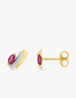 Boucles d'oreilles bicolores or 375‰ et rubis SO OR