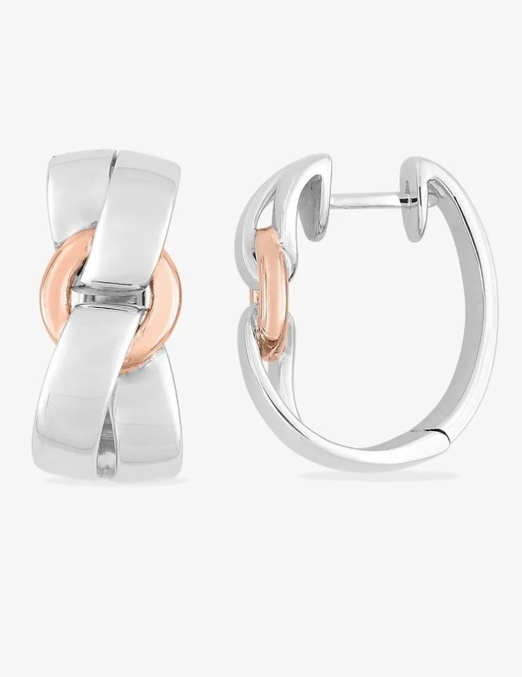 Boucles d'oreilles bicolores argent 925 ‰, fantaisie SO OR