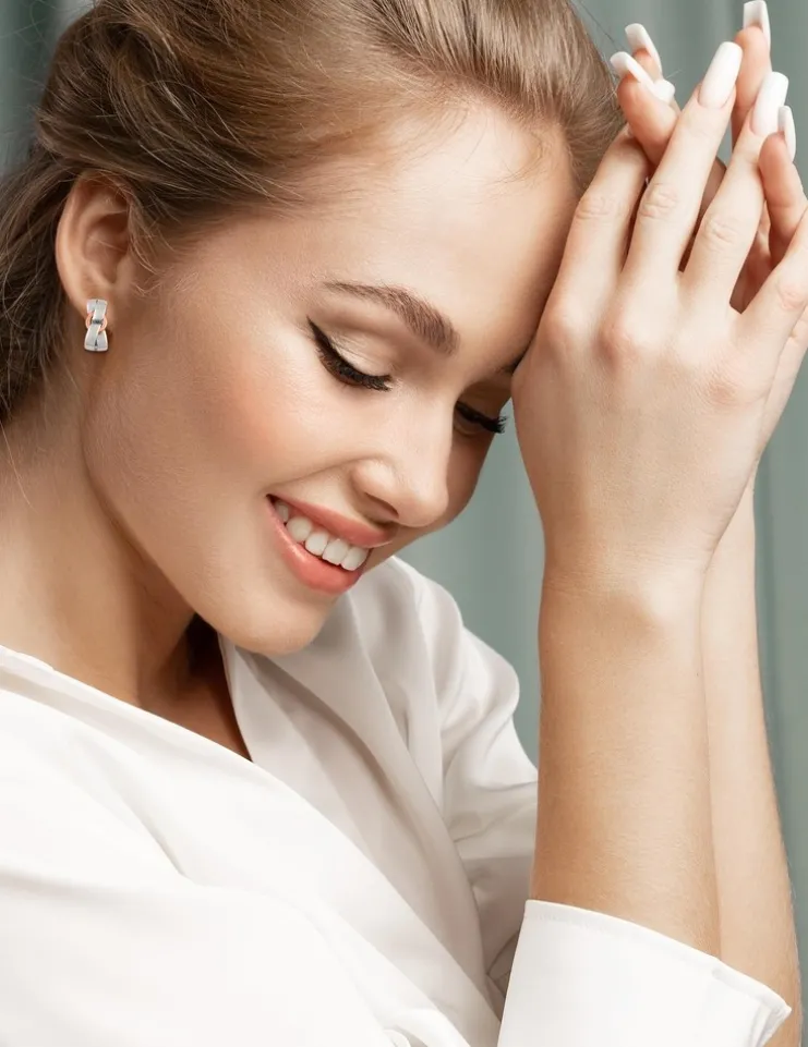 Boucles d'oreilles bicolores argent 925 ‰, fantaisie SO OR